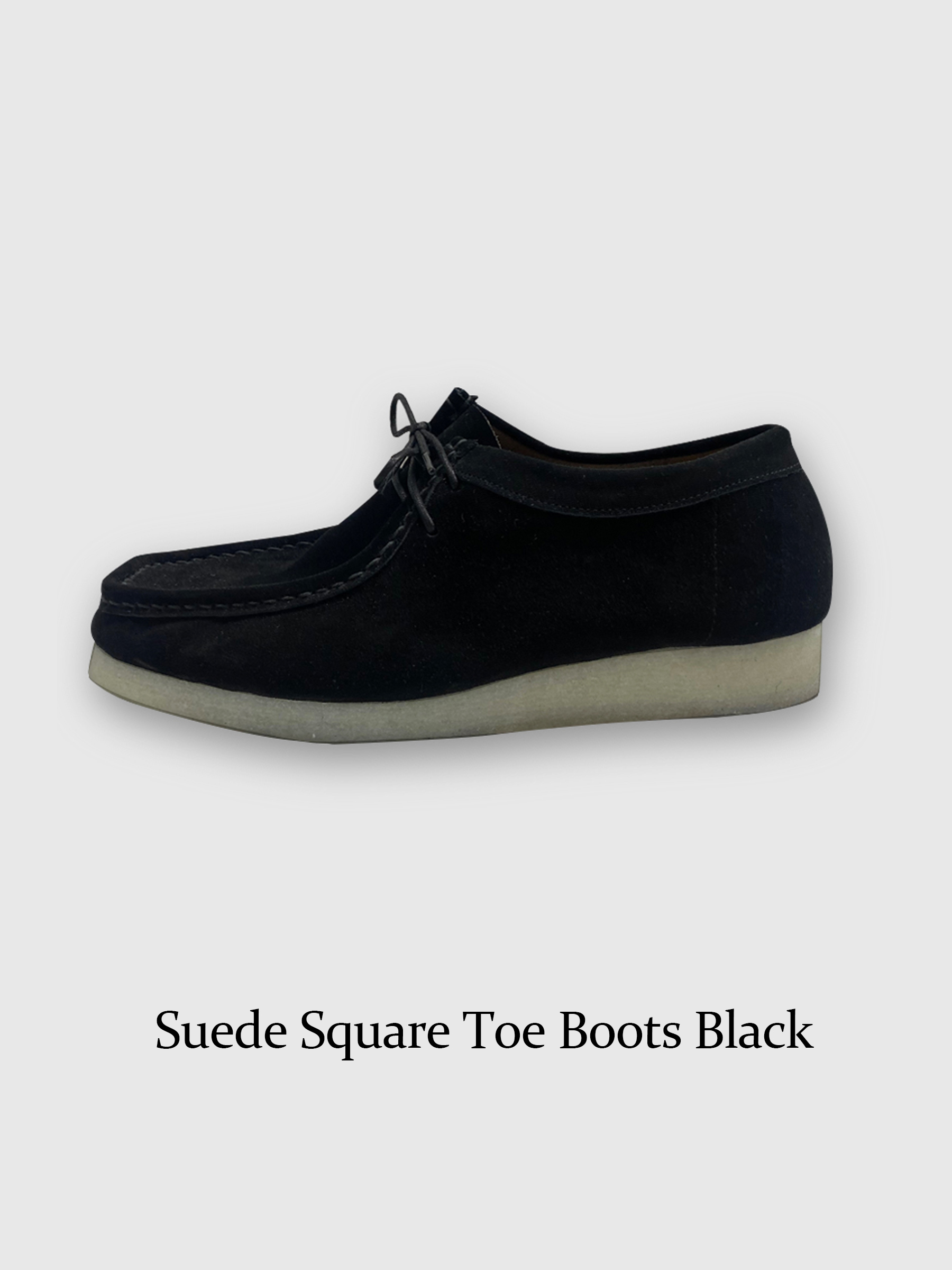 Suede Square Toe Boots Black